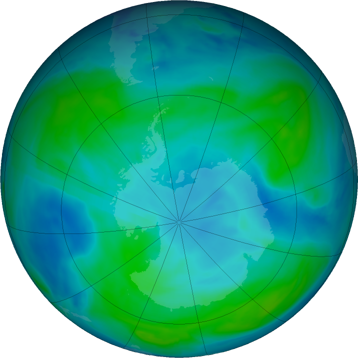 Antarctic ozone map for 30 January 2024